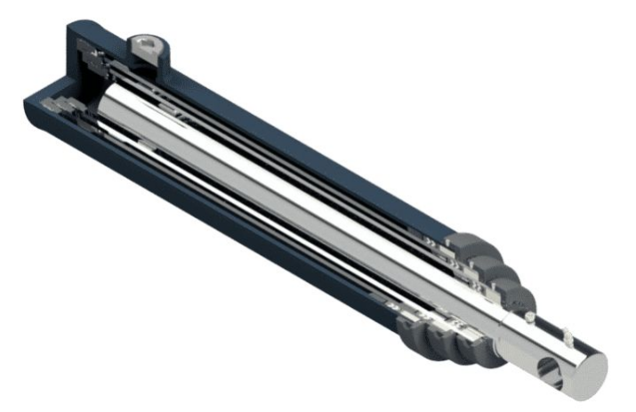 Arbeidsmekanisme for teleskopiske hydrauliske sylindere
