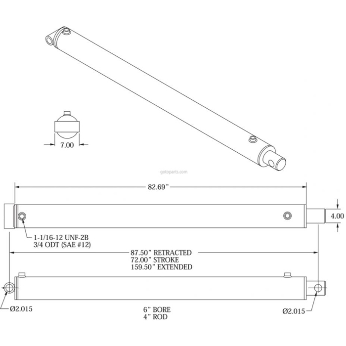 6 tommers hydraulisk sylinder