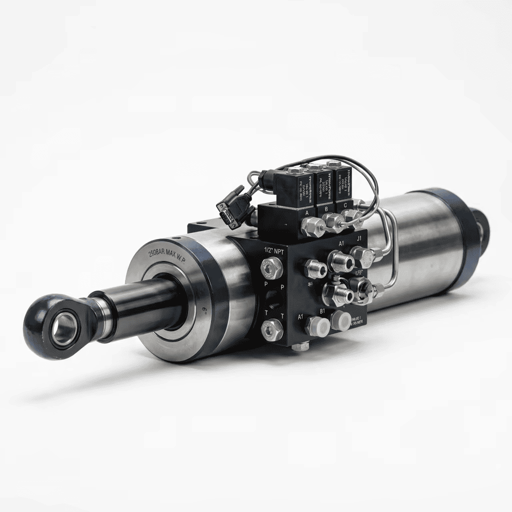 Integrerte motvektsventil hydrauliske sylindre